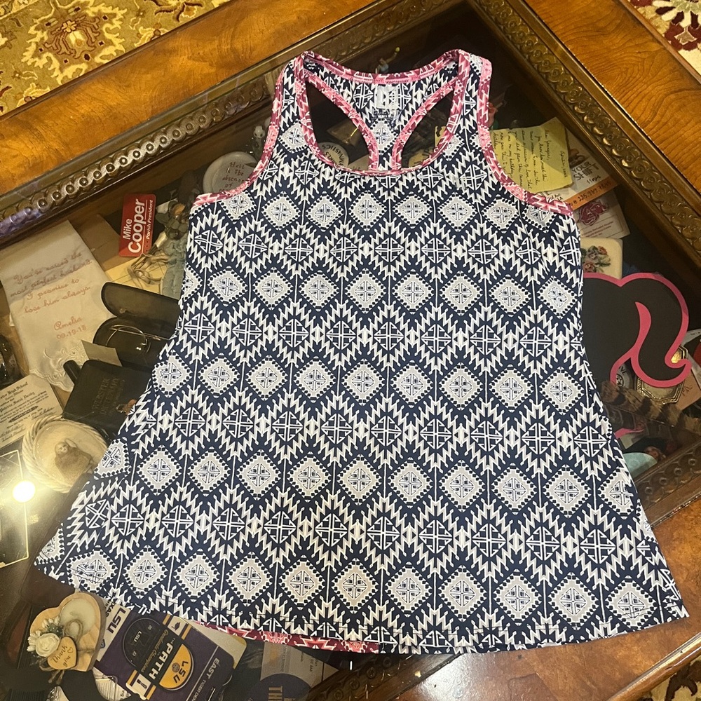 Women's Black and White Patterned Tank Top